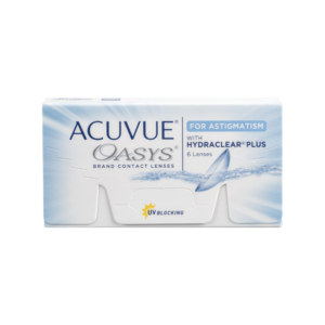 Acuvue Oasys with Hydraclear Plus (Toric for astigmatism).