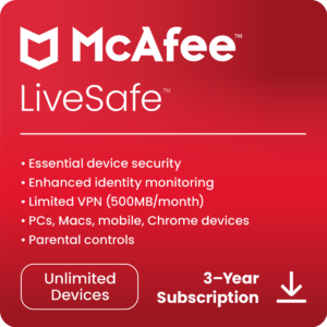 McAfee LiveSafe - Unlimited Device - 3 Years