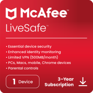 McAfee LiveSafe – 1 Device - 3 Years